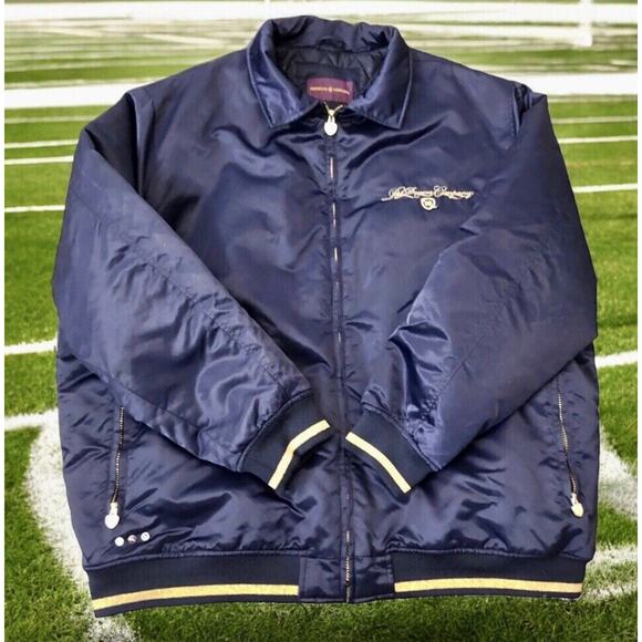 Rocawear Other - Y2K ROCAWEAR Vintage Bomber Varsity Jacket Quilted Lining Blue Gold Nylon